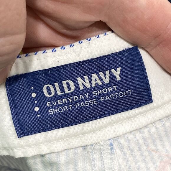 Old Navy Everyday Shorts Blue & White Stripes Floral Preppy 100% Cotton size 4 - Picture 4 of 4